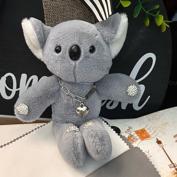 Accessories - Brenda the Koala Plush Toy with Silver Tone Heart Charm Bracelet. 2 piece
